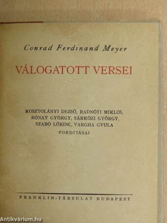 Conrad Ferdinand Meyer válogatott versei