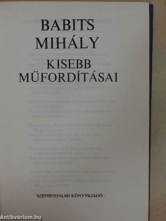 Babits Mihály kisebb műfordításai