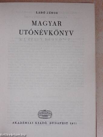 Magyar utónévkönyv