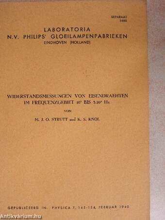 Widerstandsmessungen von Eisendraehten im Frequenzgebiet 10 7 bis 3.10 8 Hz