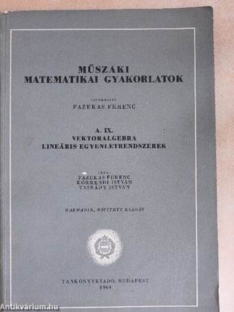 Műszaki matematikai gyakorlatok A. IX.