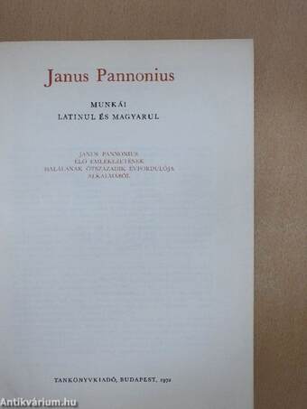 Janus Pannonius munkái latinul és magyarul
