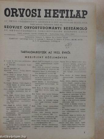 Orvosi Hetilap és Szovjet Orvostudományi Beszámoló 1953. január-december