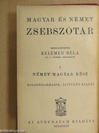 Német-magyar és magyar-német szótár I-II.