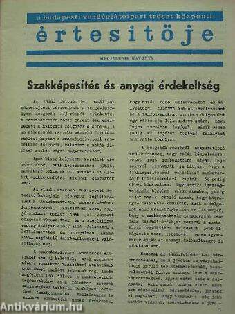 A Budapesti Vendéglátóipari Tröszt Központi Értesítője 1966. március