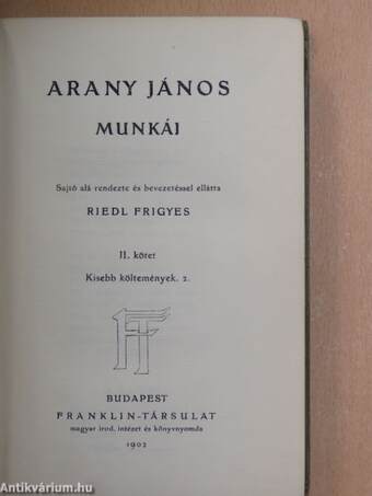 Arany János munkái II.