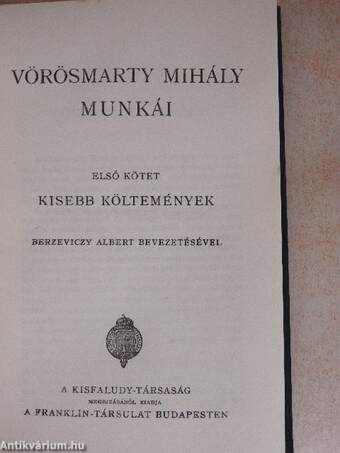 Vörösmarty Mihály munkái I.