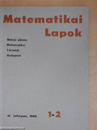 Matematikai Lapok 1968/1-4.