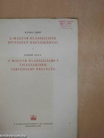 A magyar klasszicista építészet hagyományai/A magyar klasszicizmus építészeinek társadalmi helyzete