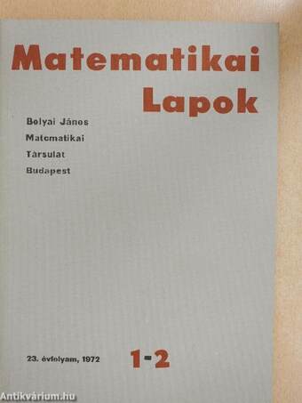 Matematikai Lapok 1972/1-2.