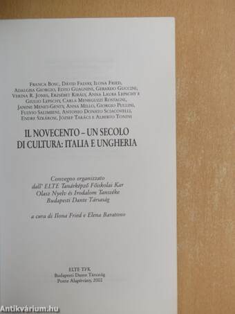 Il Novecento - Un secolo di cultura: Italia e Ungheria 5-6 Aprile 2001