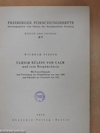 Ulrich Rülein von Calw und sein Bergbüchlein