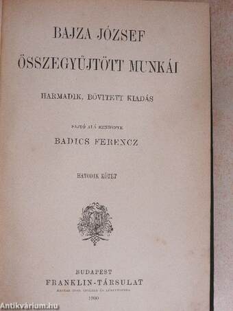 Bajza József összegyűjtött munkái VI. (töredék)