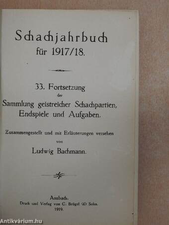 Schachjahrbuch für 1917/18.