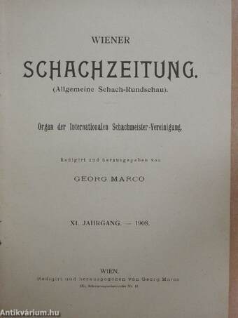 Wiener Schachzeitung 1908. januar-dezember