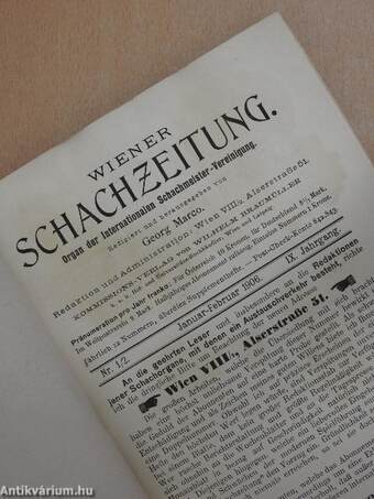 Wiener Schachzeitung 1906. januar-dezember