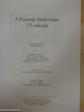 A Központi Antikvárium 135. aukciója