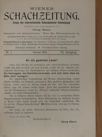 Wiener Schachzeitung 1904. januar-dezember