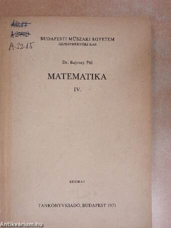 Matematika IV.