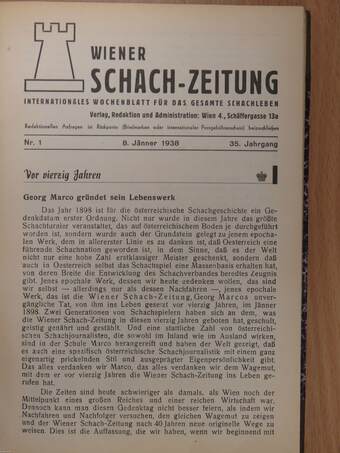 Wiener Schach-Zeitung 1938. (nem teljes évfolyam)