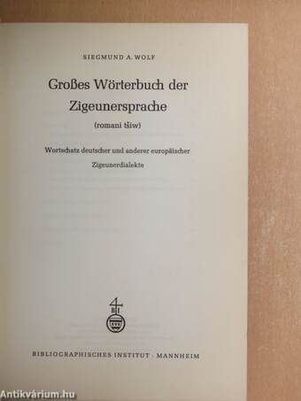 Großes Wörterbuch der Zigeunersprache