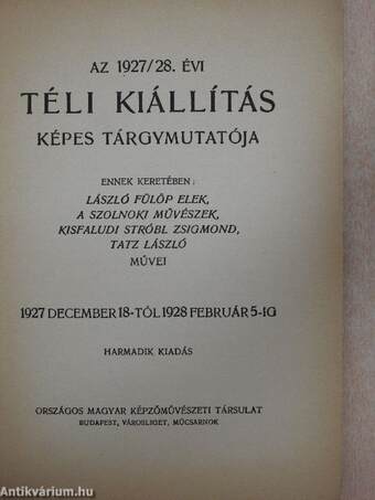 Az 1927/28. évi téli kiállítás képes tárgymutatója