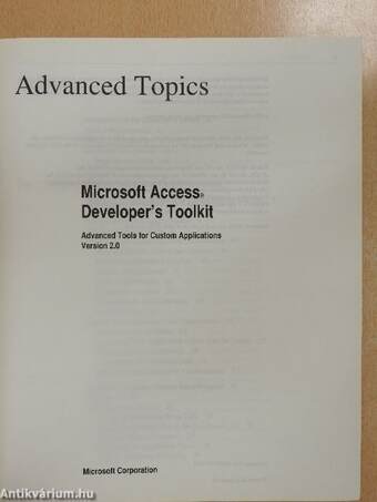 Microsoft Access Developer's Toolkit