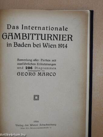 Das Internationale Gambitturnier in Baden bei Wien 1914