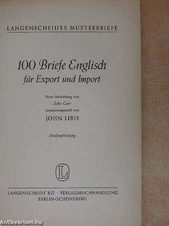 100 Briefe Englisch für Export und Import