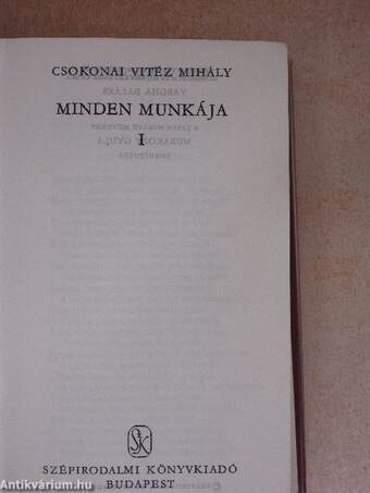 Csokonai Vitéz Mihály minden munkája I. (töredék)