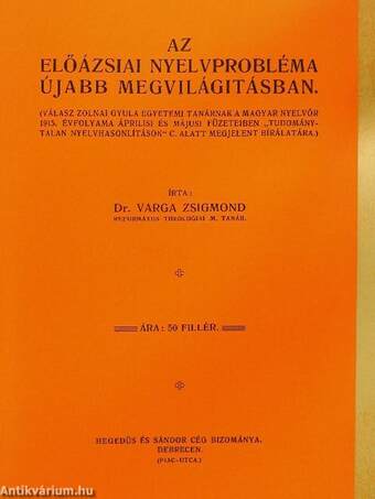 Az előázsiai nyelvprobléma újabb megvilágitásban