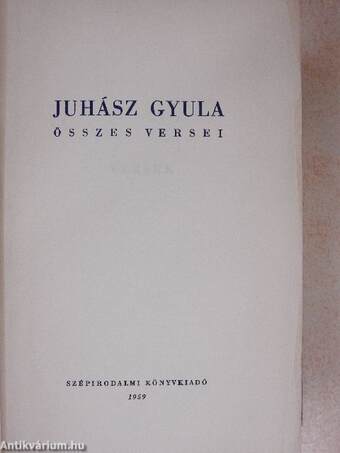 Juhász Gyula összes versei