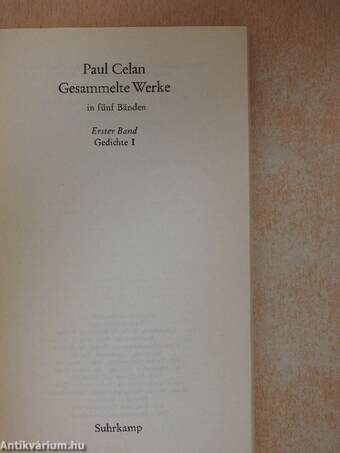 Paul Celan Gesammelte Werke I.