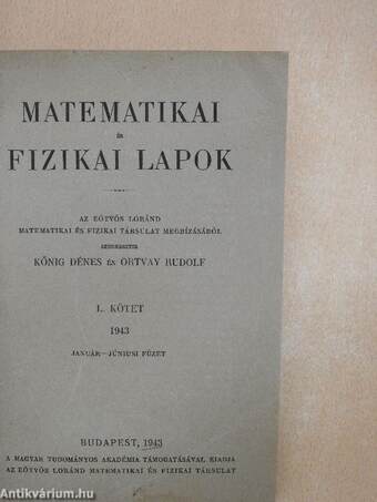 Matematikai és fizikai lapok 1943. január-december I-II.