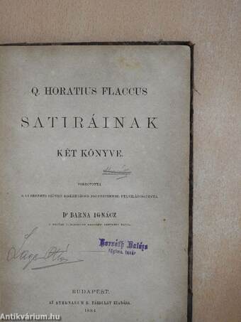 Q. Horatius Flaccus satiráinak két könyve