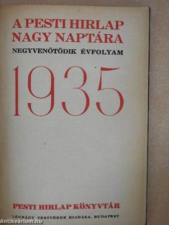 A Pesti Hirlap Nagy Naptára 1935.