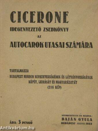 Cicerone idegenvezető zsebkönyv az autocarok utasai számára