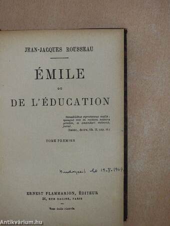 Émile ou de l'éducation I-II.