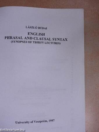 English Phrasal and Clausal Syntax