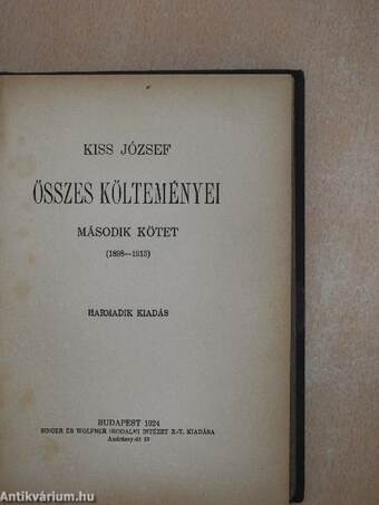 Kiss József összes költeményei I-III.