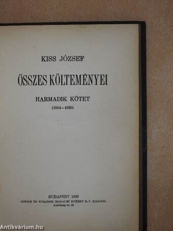 Kiss József összes költeményei I-III.