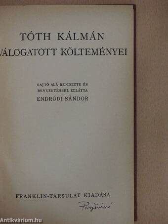 Tóth Kálmán válogatott költeményei