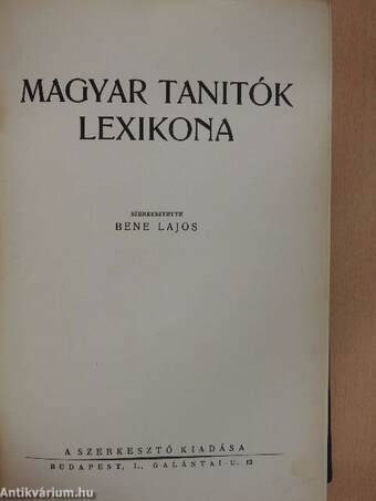 Magyar tanitók lexikona