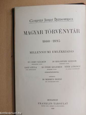 "50 kötet a Corpus Juris Hungarici-Magyar törvénytár sorozatból (nem teljes sorozat)"