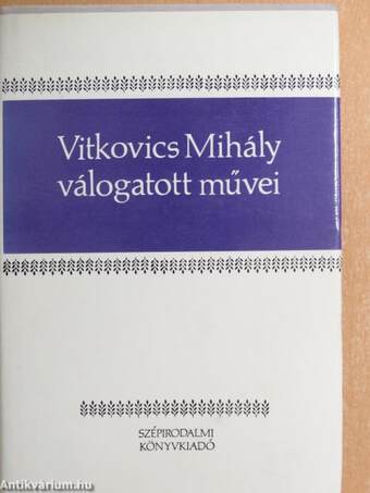 Vitkovics Mihály válogatott művei