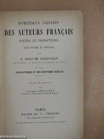 Morceaux Choisis des Auteurs Francais