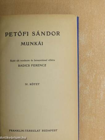 Petőfi Sándor munkái IV.