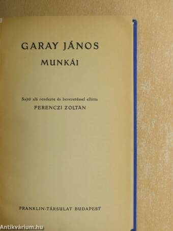 Garay János munkái