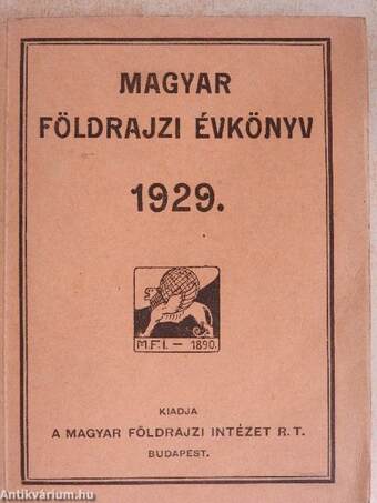 Magyar Földrajzi Évkönyv az 1929. évre