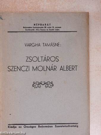 Zsoltáros Szenczi Molnár Albert